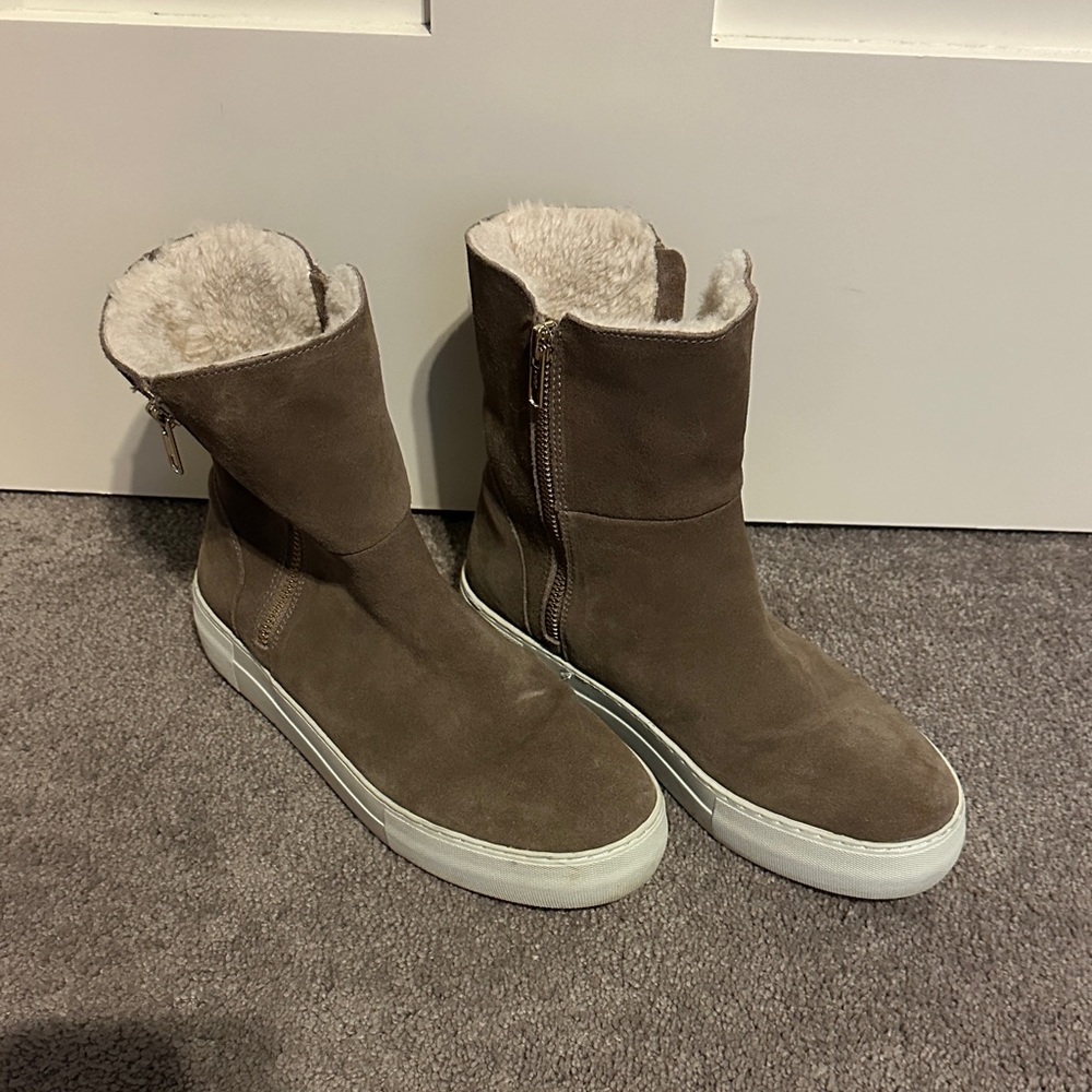 J Slides Brown Suede Ankle Boots